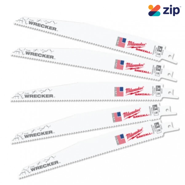 Milwaukee 48005706 - 5 Pack 230mm 8TPI The Wrecker Sawzall Blade Reciprocating Saws